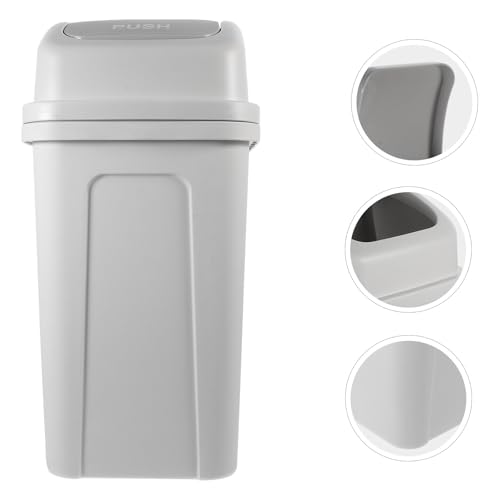 Caneca de basura con tapa basculante de plástico blanco miniatura 5