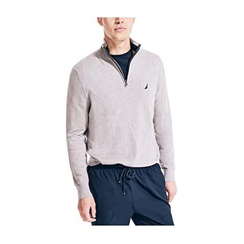 Nautica Men's Grey Heather Quarter-Zip Sweater Cover