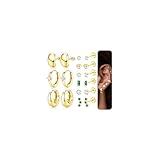 Fansilver Hypoallergenic Flat Back Gold Earrings for Women-14k Gold Surgical Stainless Steel Stud Hoop Earrings for Sensitive Ears Dainty Small Huggie Hoops Cartilage Earring Stacks G