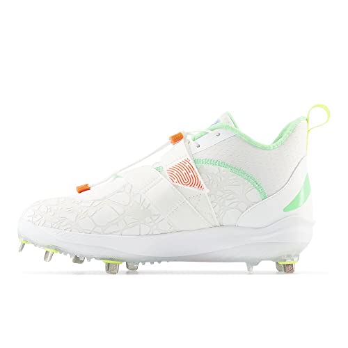 New Balance Men’s FuelCell Lindor V2 Metal Baseball Shoe, Optic White/Neon Dragonfly/Electric Jade, 10