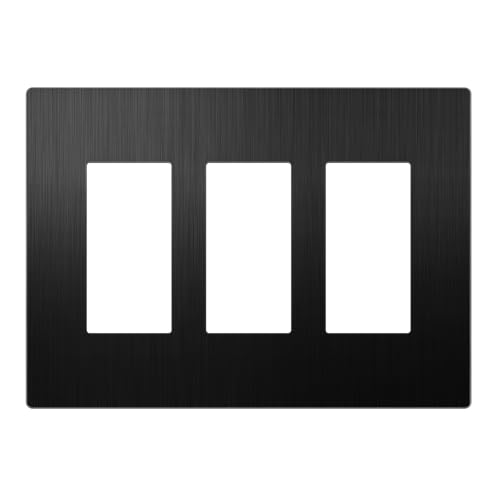 Image of LIDER Screwless Metal-Surface Wall Plate, Decorator Switch Cover, Temperature and Impact Resistant, Modern Decoration Upgrade, Mid-Size 3-Gang, 4.88 inch x 6.77 inch, UL Listed, Stainless Steel, Brushed Black