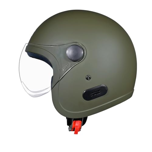Image of Studds Jet Open Face ISI Certified Helmet with Chopper Visor Military Green - L