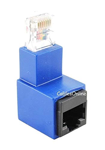 CablesOnline Cat5e/Cat6 RJ45 Ethernet Male/Female Right Angle Adapter. RJ45/ 8P8C Female to RJ45/ 8P8C Male, U-R45B