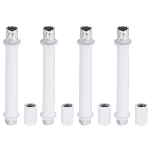 Image of PATIKIL Straight Pipe Lamp Stems Rod Kit, 4Set M10 Carbon Steel 80mm(3.15 inch) Long Double End Thread Rod with Coupling Nuts Sleeve Connector for Table Lamps Chandeliers, White