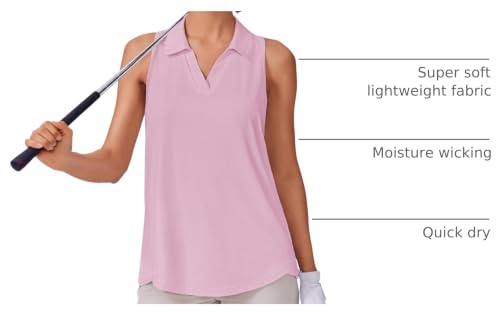 Image of PINSPARK Womens Golf Shirt UPF 50+ Sleeveless Collared Shirts Quick Dry Tennis Polo V-Neck Racerback Athletic Workout Tank