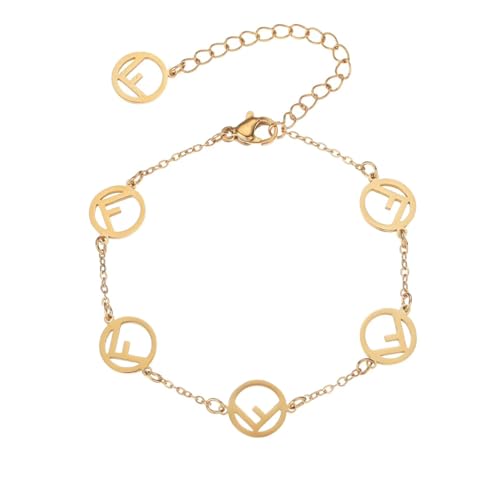 Women's 18K gold letter F bracelet Personalized CZ jewelry Suitable for daily, party or special occasion fashion jewelry gifts