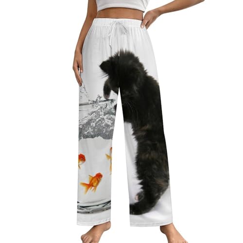 Pantalon de pyjama femme chat noir pour vos soirées cocooning en S
