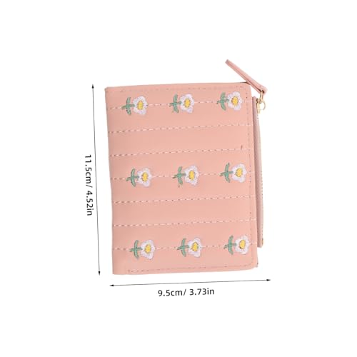 Cute Floral PU Wallet for Women Compact Bifold Coin Purse with Card Slots Zippered Pouch Soft and Lightweight Design for Everyday Use and Travel2
