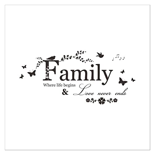 Family Love ne termine jamais Citation Vinyle Sticker Sticker Wall Seccules Lettrage Art Mottes Autoriser la décoration de mariage Home Decor Affiche Cover