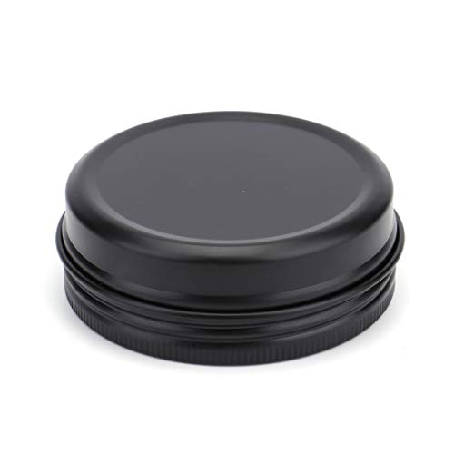 Foraineam 48 Pack 2 Oz Round Lip Balm Tin Cans - Aluminum Cosmetic Sample Containers With Screw Lid - Matte Black Metal Empty Tins Storage Travel Tin Jars #TOP4