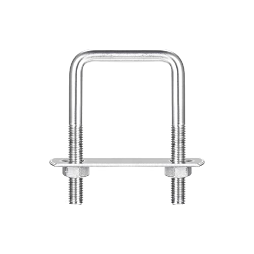 Image of uxcell Square U-Bolts, 47mm(1.85 inch) Inner Width 80mm Length M8 304 Stainless Steel U Clamp Bolt with Nuts and Plates, for Boat Trailer
