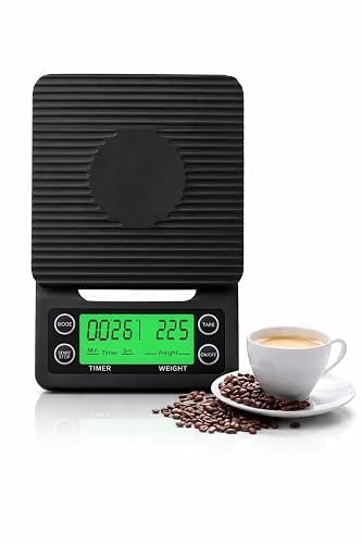 chavir 3kg digital coffee scale with timer, 0.01g precision electronic kitchen scale for pour over & espresso brewing, coffee bean weighing scale with lcd display for home barista