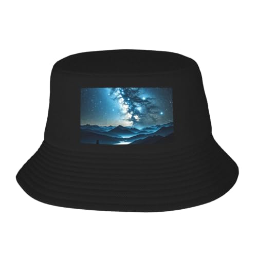 Stars Sun Hats for Men Women Bucket Hat Foldable Wide Brim Outdoor Vacation Boonie Beach Caps Black