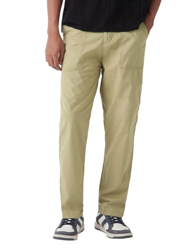 Image of Bewakoof Men's 100% Cotton Solid Regular Fit Pant | Pant for man | Chinos pants for men | Men trousers | Casual Pants for Men | Trousers for man | Men's Regular Casual Pants | Cotton Pant for Men | Everyday Casual | Utility Streetwear | Lightweight & Flexible