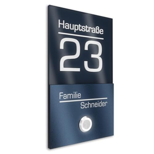 Sonnette de porte acier inoxydable numéro maison gravé design moderne LED RAL 7016