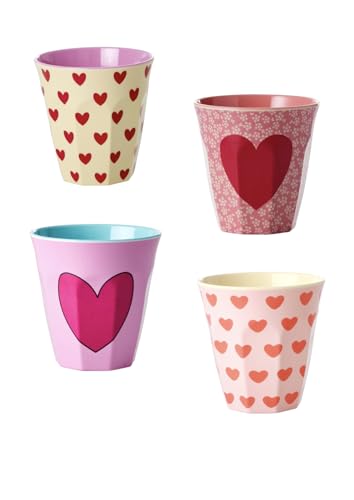 Rice Lot de 4 tasses en mélamine avec inscription « Dearest Love » - Capacité : 250 ml