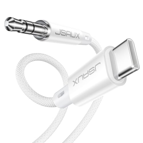 JSAUX USB C to 3.5mm Audio Aux Jack Cable [3.3ft], USB Type C to 3.5mm Headphone Stereo Cord Car Compatible with iPhone 16 Pro Max/15 Pro Max Plus, Samsung Galaxy S24 S23, iPad Pro, Pixel 9/8-White