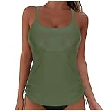 Bikini Tank Tops for Women Flowy Bathing Suit Top Modest Swim Tank Top Beach Swimwear, No Bottom Army Green
