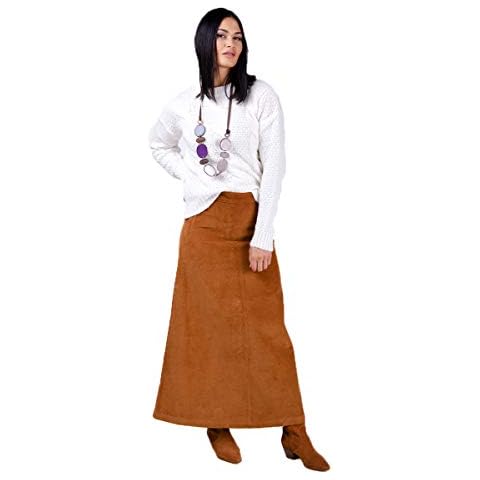 Ladies Long Cord Skirt Brown Maxi Skirt Long Modesty Clothing Size UK 8-18 LOTTIECORD Cover