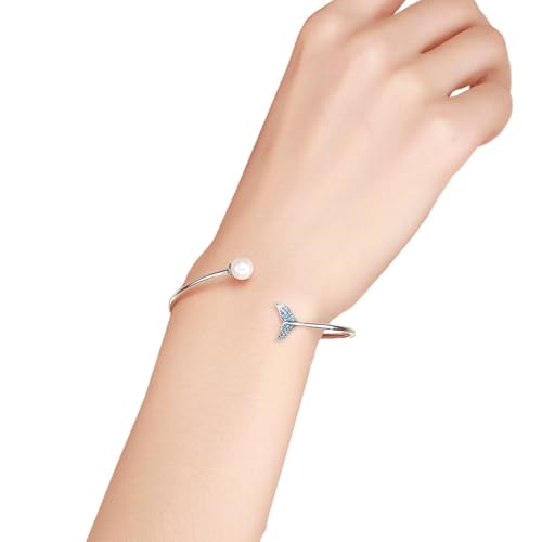 Bracelet en argenté queue de sirène bleu S925 ajustable bijou pour femme