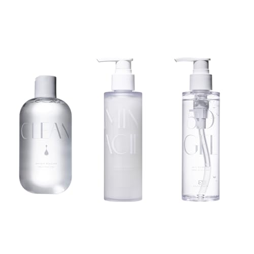 Dazzelslim 3-Step Face Care Set for Women & Men - Makeup Remover with Glycyrrhiza Glabra, Amino Acid Foaming Cleanser & Jelly Water Gel with Ceramides - Hydrates, Fragrance-Free, Made in Taiwan