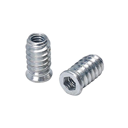 Image of 40pcs Threaded Inserts for Wood 1 /4-20 Furniture Screw in Threaded Insert Nuts 20mm Length