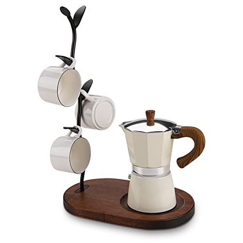 Ouseen Estante para tazas, soporte para tazas, árbol de tazas para mostrador, estante de almacenamiento de tazas de café y tazas de té para encimera, accesorios de bar de café y organizador de cocina