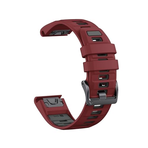22 26mm�J���[�_��V���J�Q���N�C�b�N�t�B�b�g�x���g�ɓK������Garmin Fenix 8 47 51mm 5X Plus 6 6 Pro 7 Pro Instinct(Wine red gray,22mm For Fenix8 47mm)