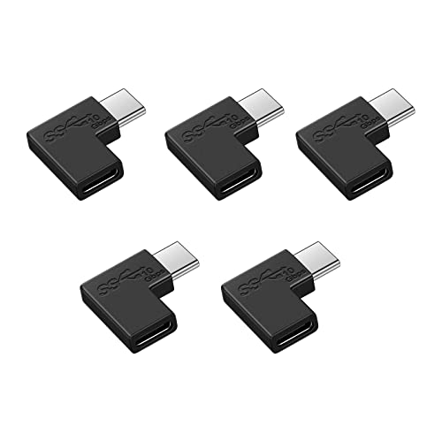 USB Type C 変換 L字 (5個) USB3.1 gen2 5A急速充電＋10Gbps高速データ転送 タイプc 変換アダプタ 90度 オス メス USB c コネクター Mac Book Pro/Galaxy/Nexus/L G/PixelなどのType Cデバイスに対応