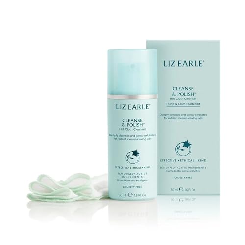 Liz Earle Cleanse & Polish Hot Cloth Cleanser Starter Kit for All Skin Types with Rosemary Chamomile Cocoa Butter and Eucalyptus Essential Oil 50ml