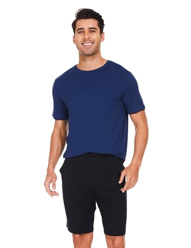 GYS Bamboo Viscose Mens Short Pajamas Set Summer Short Sleeve Pjs Set with Pockets3