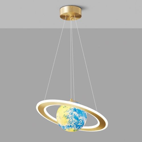 JNPGVTCD Lámpara Colgante Moderna para Sala de Estar, Estilo nórdico Creativo, Globo, Dormitorio, Planeta, decoración Infantil, lámpara de Pesca de latón para niñas y niños, Isla d