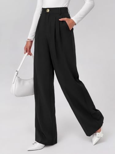 KIRUNDO 2026 Fall Wide Leg Pants for Women High Waisted Slack(Black,S) - image 5