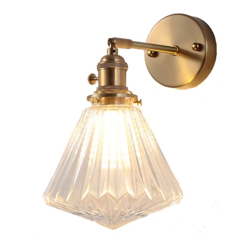 Applique murale dorée avec abat-jour en verre luminaire chic pour chambre