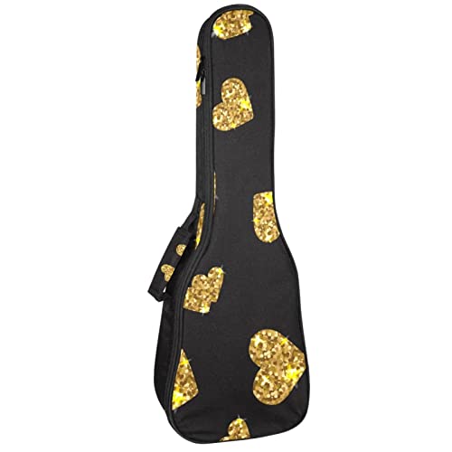 Sac à dos pour ukulélé de concert robuste noir à motif cœur