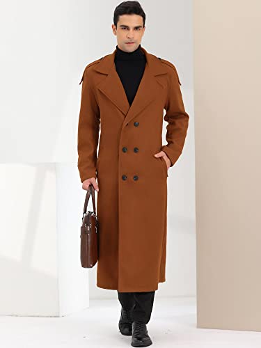 Image of Lars Amadeus Men's Winter Pea Coat Notch Lapel Double Breasted Solid Color Overcoat