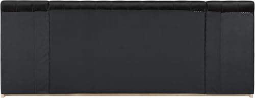 Image of Meridian Furniture AmaraBlack-K133 Collection Modern | Contemporary King Bed, Ultra Luxe Black 460 GSM Velvet, Natural Finish, Solid Wood Base and Inner Frame, 133 inch W x 99 inch D x 51 inch H, Black, King