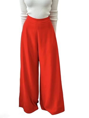 Flowy Pants for Women Casual high Waisted Wide Leg. Orange
