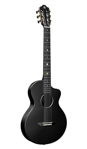 Image of Natasha Carbon Fiber Acoustic Guitar, 38-inch Nylon-string Guitarra,Durable 6-string Ultra-thin Guitar for Beginners (Black)