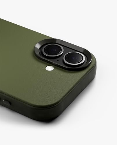 Image of DailyObjects Leatherite Case for iPhone 16 Plus Compatible with Mag-Safe Wireless Charging | Green-Olive Hybrid Magnetic Back Cover