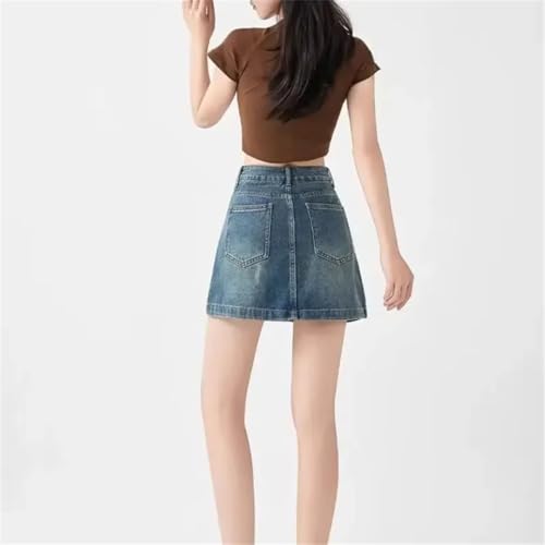 Women’S Trendy High Waist Slim A-Line Skirt Bodycon Style Fashionable Distressed Denim Mini Skirt 1 XXL3