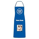 YONACREA - Créez Votre Tablier Personnalisé avec Texte ou Photo - Plusieurs possibilités de personnalisation (Bleu)