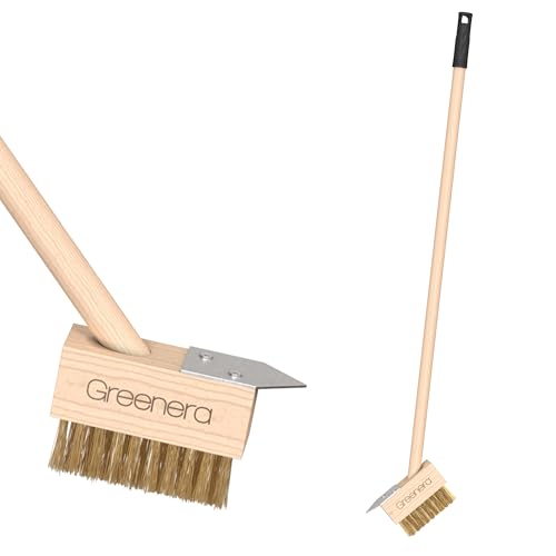 Weed Remover Tool Long Handle for Cleaning Patios,120cm Patio Cleaner Garden Brush,Wire Broom with Angled Wire Bristles,Weed Brush for Cleaning Block Paving and Driveway