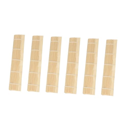 BESPORTBLE Juego de 6 Esterillas Esterillas de Bambú para Enrollar Sushi Tapetes para Hacer Sushi Resistentes a Manchas Fáciles de Limpiar Plegables Reutilizables Utensilio de Cocina Comida