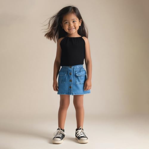 Image of Hopscotch Girls Black Solid T-shirt and Skirt Set