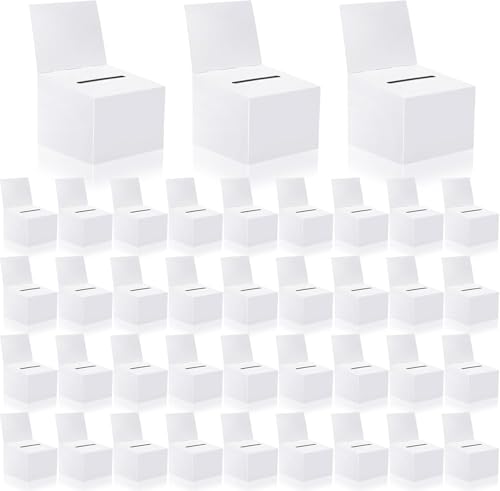 Raffle Boxes Ballot Box for Fundraising (White, 40 pcs, 6.5x4.5 inch)