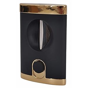 GERMANUS Zigarren V-Cutter Ernst Premium Kerbschneider mit V-Cut, Schwarz Gold