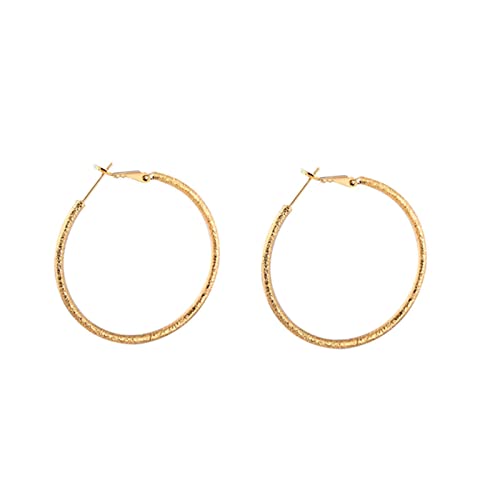 Boucles d'oreilles créoles en or 9k élégantes et rondes effet givré 40mm
