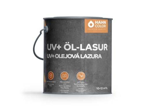 Hahn Color Barniz de aceite UV – Barniz protector de madera para exterior e interior, protección UV, resistente a la intemperie, transpirable, barniz para madera, aceite, protección a largo plazo