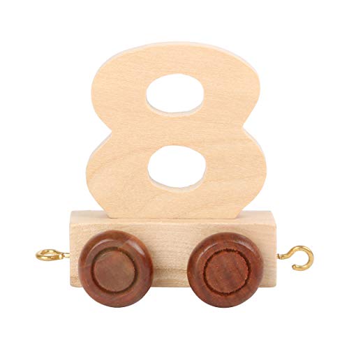 Small Foot 10560 Zahlenzug 8' aus Natürlichem Holz mit Vier Kleinen Rädern sowie Verbindungsmöglichkeit mit Anderen Zahlenzügen